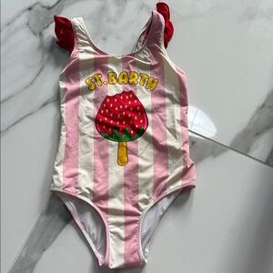 MC2 Saint Barth Pink and White Kids Swim One Piece
